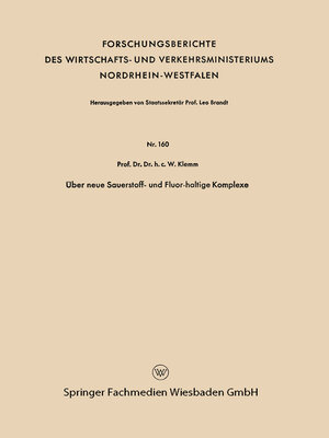 cover image of Über neue Sauerstoff- und Fluor-haltige Komplexe